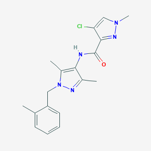 molecular formula C18H20ClN5O B214024 4-chloro-N-[3,5-dimethyl-1-(2-methylbenzyl)-1H-pyrazol-4-yl]-1-methyl-1H-pyrazole-3-carboxamide 