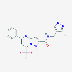 molecular formula C20H21F3N6O B214027 N-[(1,3-dimethylpyrazol-4-yl)methyl]-5-phenyl-7-(trifluoromethyl)-1,5,6,7-tetrahydropyrazolo[1,5-a]pyrimidine-2-carboxamide 