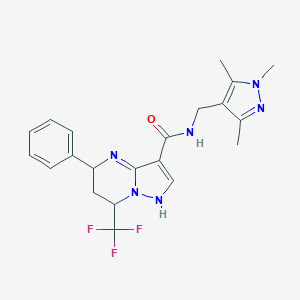 molecular formula C21H23F3N6O B214034 5-phenyl-7-(trifluoromethyl)-N-[(1,3,5-trimethylpyrazol-4-yl)methyl]-1,5,6,7-tetrahydropyrazolo[1,5-a]pyrimidine-3-carboxamide 