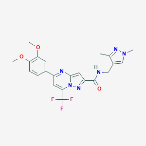 molecular formula C22H21F3N6O3 B214039 5-(3,4-dimethoxyphenyl)-N-[(1,3-dimethyl-1H-pyrazol-4-yl)methyl]-7-(trifluoromethyl)pyrazolo[1,5-a]pyrimidine-2-carboxamide 