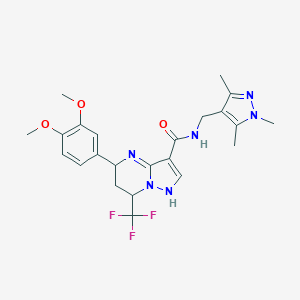 molecular formula C23H27F3N6O3 B214040 5-(3,4-dimethoxyphenyl)-7-(trifluoromethyl)-N-[(1,3,5-trimethylpyrazol-4-yl)methyl]-1,5,6,7-tetrahydropyrazolo[1,5-a]pyrimidine-3-carboxamide 