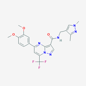 molecular formula C22H21F3N6O3 B214049 5-(3,4-dimethoxyphenyl)-N-[(1,3-dimethyl-1H-pyrazol-4-yl)methyl]-7-(trifluoromethyl)pyrazolo[1,5-a]pyrimidine-3-carboxamide 
