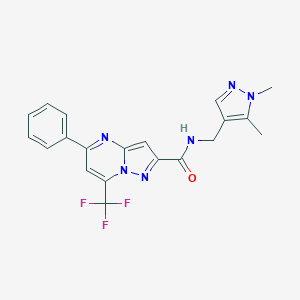 molecular formula C20H17F3N6O B214051 N-[(1,5-dimethyl-1H-pyrazol-4-yl)methyl]-5-phenyl-7-(trifluoromethyl)pyrazolo[1,5-a]pyrimidine-2-carboxamide 