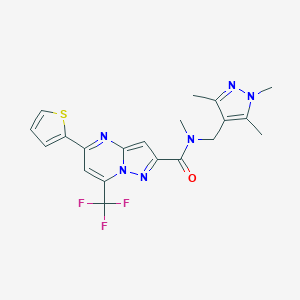 molecular formula C20H19F3N6OS B214052 N-methyl-5-(2-thienyl)-7-(trifluoromethyl)-N-[(1,3,5-trimethyl-1H-pyrazol-4-yl)methyl]pyrazolo[1,5-a]pyrimidine-2-carboxamide 