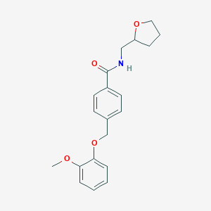 molecular formula C20H23NO4 B214069 4-[(2-methoxyphenoxy)methyl]-N-(tetrahydro-2-furanylmethyl)benzamide 