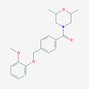 molecular formula C21H25NO4 B214082 4-{4-[(2-Methoxyphenoxy)methyl]benzoyl}-2,6-dimethylmorpholine 