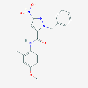 molecular formula C19H18N4O4 B214088 1-benzyl-3-nitro-N-(4-methoxy-2-methylphenyl)-1H-pyrazole-5-carboxamide 