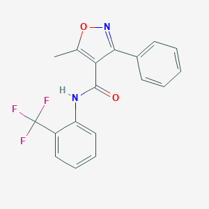 5-methyl-3-phenyl-N-[2-(trifluoromethyl)phenyl]-1,2-oxazole-4-carboxamide