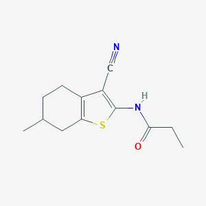 molecular formula C13H16N2OS B214109 N-(3-cyano-6-methyl-4,5,6,7-tetrahydro-1-benzothiophen-2-yl)propanamide 