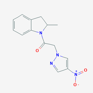 molecular formula C14H14N4O3 B214110 1-({4-nitro-1H-pyrazol-1-yl}acetyl)-2-methylindoline 