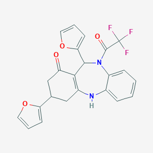 molecular formula C23H17F3N2O4 B214121 6,9-bis(2-furyl)-5-(2,2,2-trifluoroacetyl)-8,9,10,11-tetrahydro-6H-benzo[b][1,4]benzodiazepin-7-one 