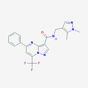 molecular formula C20H17F3N6O B214123 N-[(1,5-dimethyl-1H-pyrazol-4-yl)methyl]-5-phenyl-7-(trifluoromethyl)pyrazolo[1,5-a]pyrimidine-3-carboxamide 