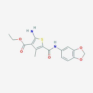 molecular formula C16H16N2O5S B214165 Ethyl 2-amino-5-(1,3-benzodioxol-5-ylcarbamoyl)-4-methylthiophene-3-carboxylate 