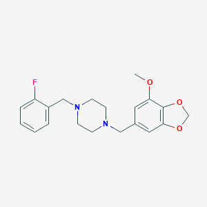 molecular formula C20H23FN2O3 B214177 1-(2-Fluoro-benzyl)-4-(7-methoxy-benzo[1,3]dioxol-5-ylmethyl)-piperazine 