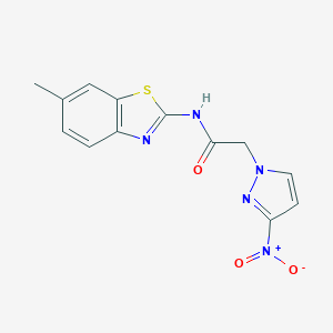 molecular formula C13H11N5O3S B214192 2-{3-nitro-1H-pyrazol-1-yl}-N-(6-methyl-1,3-benzothiazol-2-yl)acetamide 