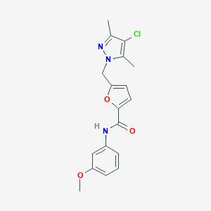 molecular formula C18H18ClN3O3 B214197 5-[(4-chloro-3,5-dimethyl-1H-pyrazol-1-yl)methyl]-N-(3-methoxyphenyl)-2-furamide 