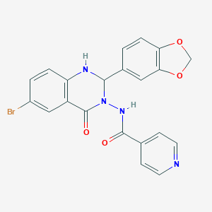 molecular formula C21H15BrN4O4 B214199 N-(2-(1,3-benzodioxol-5-yl)-6-bromo-4-oxo-1,4-dihydro-3(2H)-quinazolinyl)isonicotinamide 