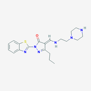 molecular formula C20H26N6OS B214201 (4E)-2-(1,3-benzothiazol-2-yl)-4-[(2-piperazin-1-ylethylamino)methylidene]-5-propylpyrazol-3-one 