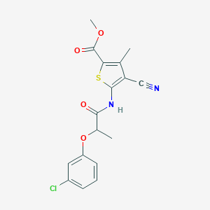 molecular formula C17H15ClN2O4S B214212 Methyl 5-{[2-(3-chlorophenoxy)propanoyl]amino}-4-cyano-3-methyl-2-thiophenecarboxylate 