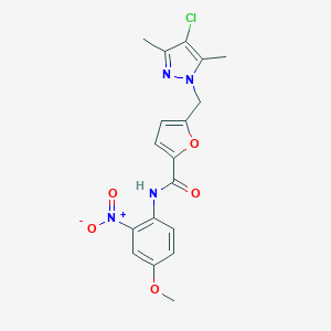 molecular formula C18H17ClN4O5 B214213 5-[(4-chloro-3,5-dimethyl-1H-pyrazol-1-yl)methyl]-N-(4-methoxy-2-nitrophenyl)furan-2-carboxamide 