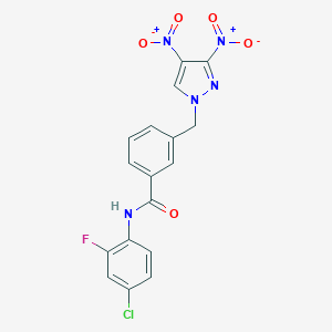 molecular formula C17H11ClFN5O5 B214217 N-(4-chloro-2-fluorophenyl)-3-[(3,4-dinitro-1H-pyrazol-1-yl)methyl]benzamide 