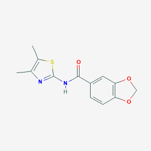 molecular formula C13H12N2O3S B214234 N-(4,5-dimethyl-1,3-thiazol-2-yl)-1,3-benzodioxole-5-carboxamide 