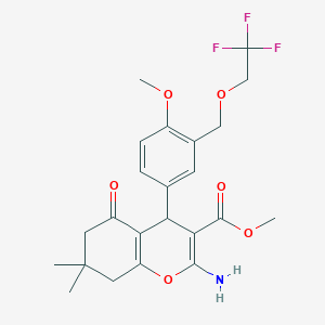 molecular formula C23H26F3NO6 B214238 methyl 2-amino-4-{4-methoxy-3-[(2,2,2-trifluoroethoxy)methyl]phenyl}-7,7-dimethyl-5-oxo-5,6,7,8-tetrahydro-4H-chromene-3-carboxylate 