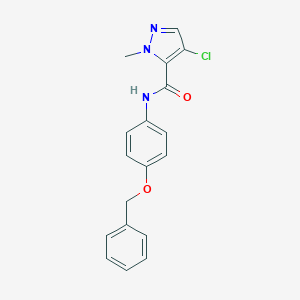 molecular formula C18H16ClN3O2 B214241 N-[4-(benzyloxy)phenyl]-4-chloro-1-methyl-1H-pyrazole-5-carboxamide 