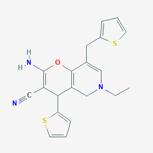 2-amino-6-ethyl-4-thien-2-yl-8-(thien-2-ylmethyl)-5,6-dihydro-4H-pyrano[3,2-c]pyridine-3-carbonitrile