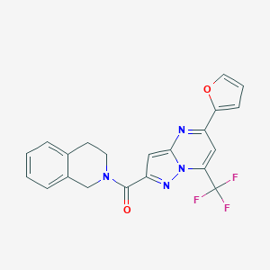 molecular formula C21H15F3N4O2 B214250 3,4-dihydroisoquinolin-2(1H)-yl[5-(furan-2-yl)-7-(trifluoromethyl)pyrazolo[1,5-a]pyrimidin-2-yl]methanone 
