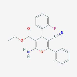 molecular formula C21H17FN2O3 B214270 ethyl 2-amino-5-cyano-4-(2-fluorophenyl)-6-phenyl-4H-pyran-3-carboxylate 
