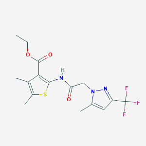 molecular formula C16H18F3N3O3S B214271 4,5-Dimethyl-2-[2-(5-methyl-3-trifluoromethyl-pyrazol-1-yl)-acetylamino]-thiophene-3-carboxylic acid ethyl ester 