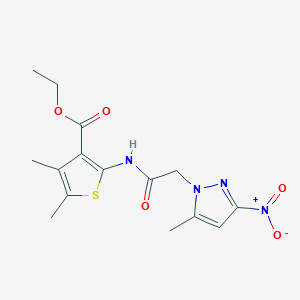 ethyl 2-[({3-nitro-5-methyl-1H-pyrazol-1-yl}acetyl)amino]-4,5-dimethyl-3-thiophenecarboxylate