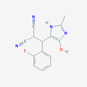 molecular formula C14H11FN4O B214286 Malononitrile, 2-[(2-fluorophenyl)-(5-hydroxy-2-methyl-1H-imidazol-4-yl)methyl]- 