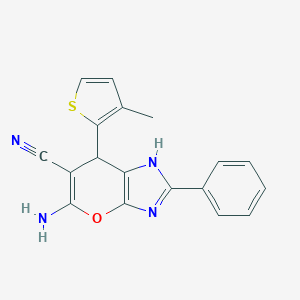 molecular formula C18H14N4OS B214287 5-Amino-7-(3-methyl-2-thienyl)-2-phenyl-3,7-dihydropyrano[2,3-d]imidazole-6-carbonitrile 