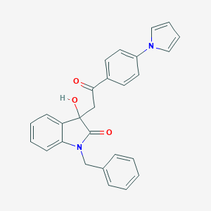 molecular formula C27H22N2O3 B214316 1-benzyl-3-hydroxy-3-{2-oxo-2-[4-(1H-pyrrol-1-yl)phenyl]ethyl}-1,3-dihydro-2H-indol-2-one 