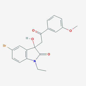 molecular formula C19H18BrNO4 B214322 5-bromo-1-ethyl-3-hydroxy-3-[2-(3-methoxyphenyl)-2-oxoethyl]-1,3-dihydro-2H-indol-2-one 