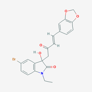 3-[4-(1,3-benzodioxol-5-yl)-2-oxo-3-butenyl]-5-bromo-1-ethyl-3-hydroxy-1,3-dihydro-2H-indol-2-one