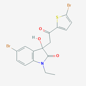 molecular formula C16H13Br2NO3S B214328 5-bromo-3-[2-(5-bromo-2-thienyl)-2-oxoethyl]-1-ethyl-3-hydroxy-1,3-dihydro-2H-indol-2-one 