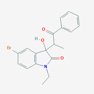 5-bromo-1-ethyl-3-hydroxy-3-(1-oxo-1-phenylpropan-2-yl)-1,3-dihydro-2H-indol-2-one