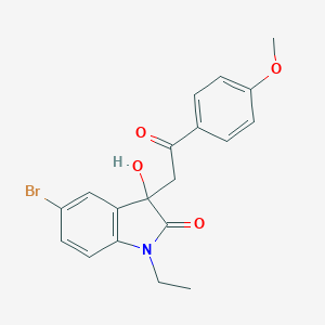molecular formula C19H18BrNO4 B214334 5-bromo-1-ethyl-3-hydroxy-3-[2-(4-methoxyphenyl)-2-oxoethyl]-1,3-dihydro-2H-indol-2-one 