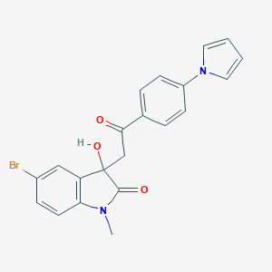 molecular formula C21H17BrN2O3 B214335 5-bromo-3-hydroxy-1-methyl-3-{2-oxo-2-[4-(1H-pyrrol-1-yl)phenyl]ethyl}-1,3-dihydro-2H-indol-2-one 