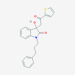 molecular formula C23H21NO3S B214351 3-hydroxy-3-[2-oxo-2-(2-thienyl)ethyl]-1-(3-phenylpropyl)-1,3-dihydro-2H-indol-2-one 
