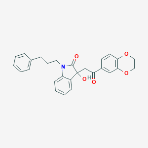 molecular formula C27H25NO5 B214353 3-[2-(2,3-dihydro-1,4-benzodioxin-6-yl)-2-oxoethyl]-3-hydroxy-1-(3-phenylpropyl)-1,3-dihydro-2H-indol-2-one 