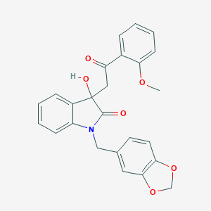 molecular formula C25H21NO6 B214355 1-(1,3-benzodioxol-5-ylmethyl)-3-hydroxy-3-[2-(2-methoxyphenyl)-2-oxoethyl]-1,3-dihydro-2H-indol-2-one 