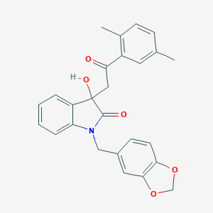 molecular formula C26H23NO5 B214356 1-(1,3-benzodioxol-5-ylmethyl)-3-[2-(2,5-dimethylphenyl)-2-oxoethyl]-3-hydroxy-1,3-dihydro-2H-indol-2-one 