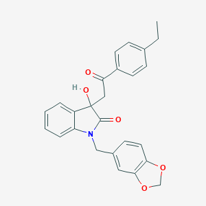 molecular formula C26H23NO5 B214359 1-(1,3-benzodioxol-5-ylmethyl)-3-[2-(4-ethylphenyl)-2-oxoethyl]-3-hydroxy-1,3-dihydro-2H-indol-2-one 