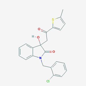 molecular formula C22H18ClNO3S B214360 1-(2-chlorobenzyl)-3-hydroxy-3-[2-(5-methylthiophen-2-yl)-2-oxoethyl]-1,3-dihydro-2H-indol-2-one 