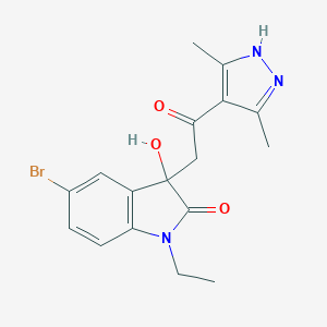 5-bromo-3-[2-(3,5-dimethyl-1H-pyrazol-4-yl)-2-oxoethyl]-1-ethyl-3-hydroxy-1,3-dihydro-2H-indol-2-one