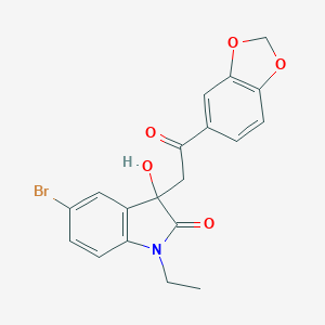 molecular formula C19H16BrNO5 B214372 3-[2-(1,3-benzodioxol-5-yl)-2-oxoethyl]-5-bromo-1-ethyl-3-hydroxy-1,3-dihydro-2H-indol-2-one 